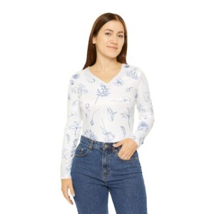 Floral Print V-Neck Shirt for Women, Casual Tops for Spring, Perfect for Valentine's Day, Mother's Day Gift, Everyday Wear, Women's Fashion