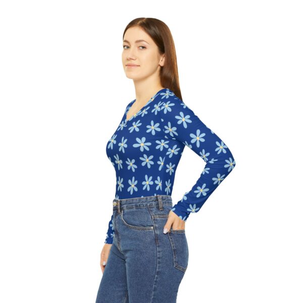Floral Print Women's Long Sleeve V-neck Shirt, Cute Spring Blouse, Casual Floral Top, Mother's Day Gift, Everyday Wear - Image 4