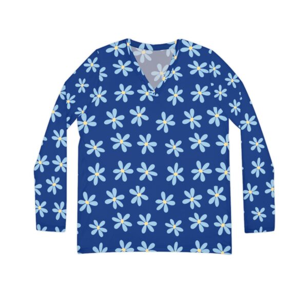 Floral Print Women's Long Sleeve V-neck Shirt, Cute Spring Blouse, Casual Floral Top, Mother's Day Gift, Everyday Wear - Image 6