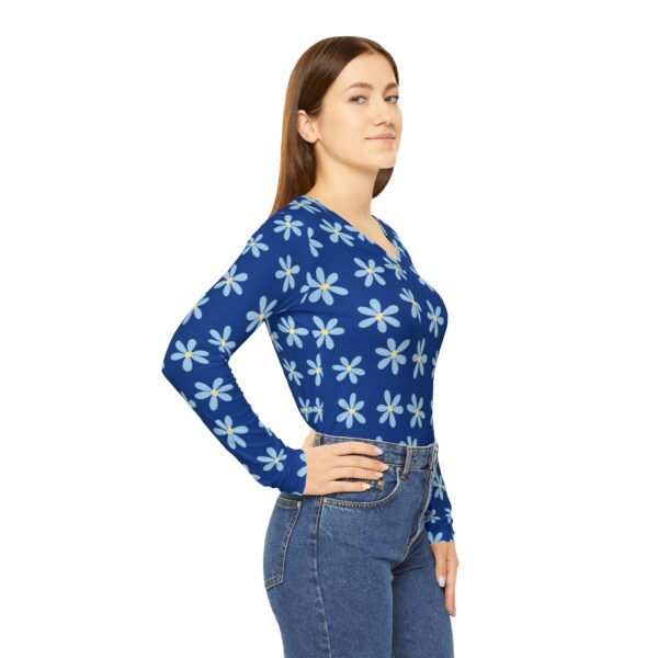 Floral Print Women's Long Sleeve V-neck Shirt, Cute Spring Blouse, Casual Floral Top, Mother's Day Gift, Everyday Wear - Image 5